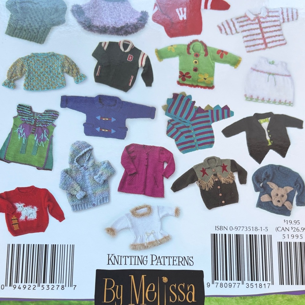 Melissa Kids Sweaters Knitting Pattern Book - size toddler to tots